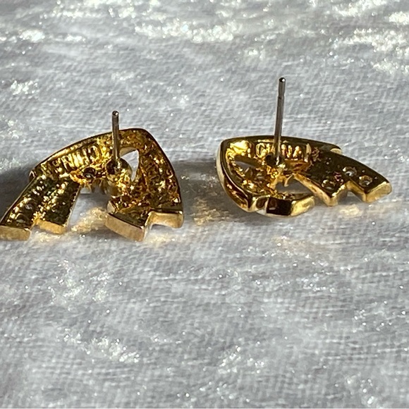 Jacqueline Kennedy JBK Clear Crystal Rhinestone Two Tone Earrings - Picture 9 of 14